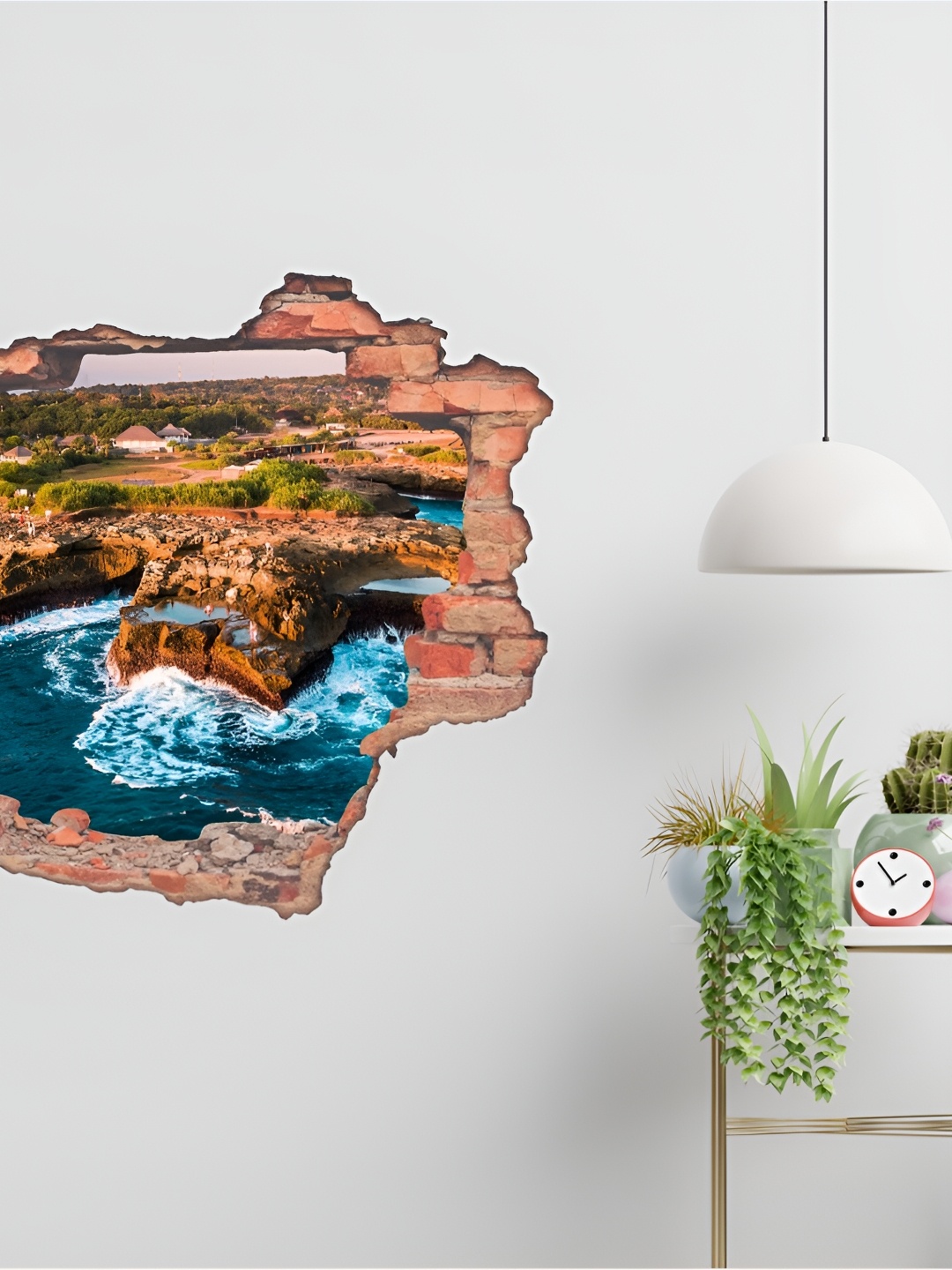 

CVANU Rust-Brown & Blue Seascape Printed Self-Adhesive Waterproof Wall Sticker