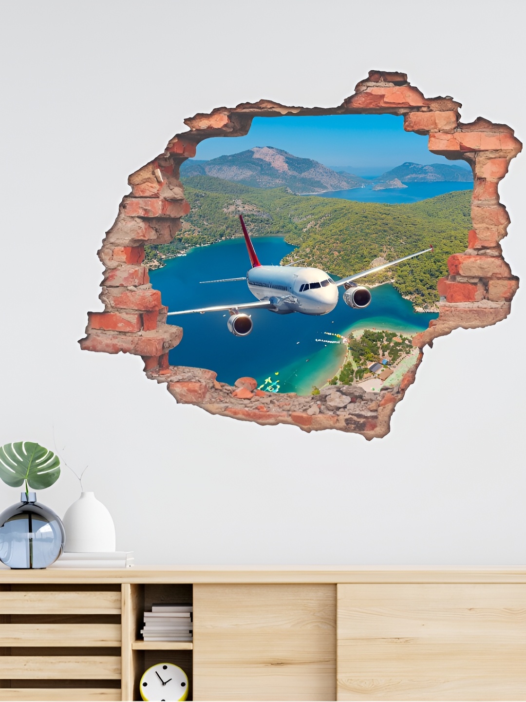 

CVANU Brown & Blue Aeroplane Printed Self-Adhesive Wall Sticker