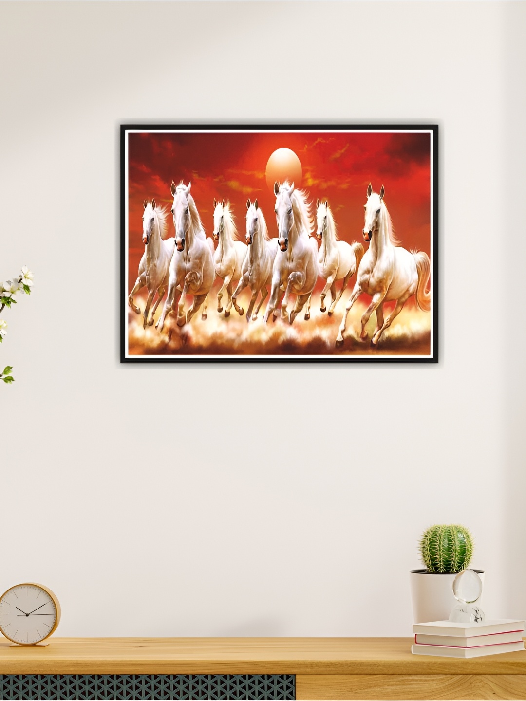 

CVANU Red & White Running Horses Printed Self-Adhesive Wall Sticker
