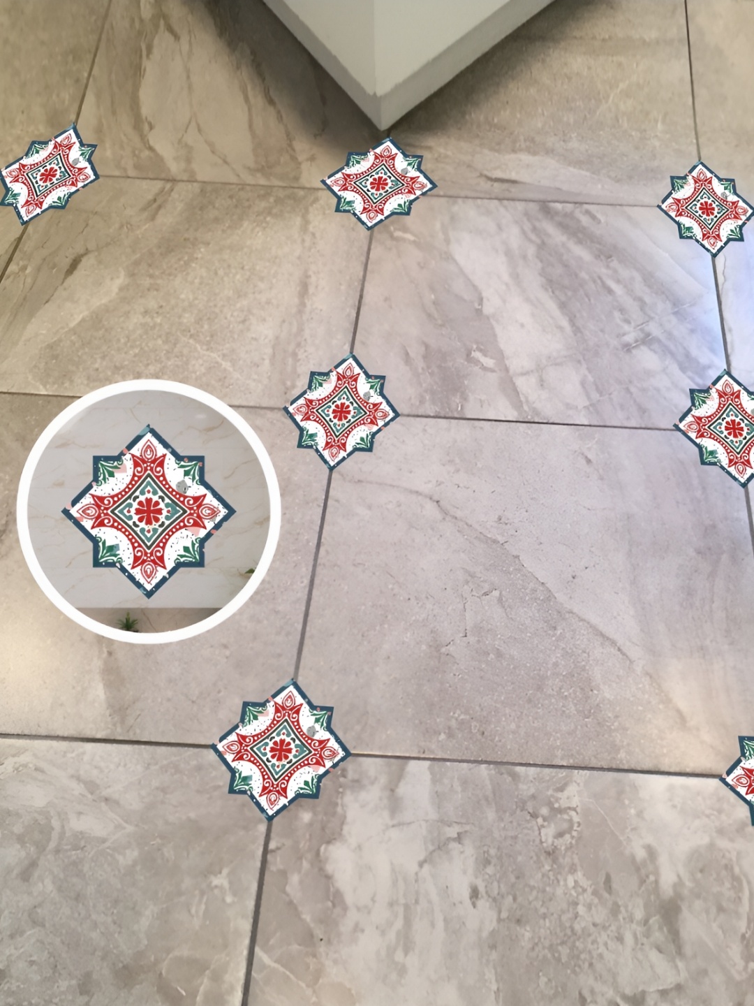 

CVANU White & Red Printed Self-Adhesive Floor Sticker