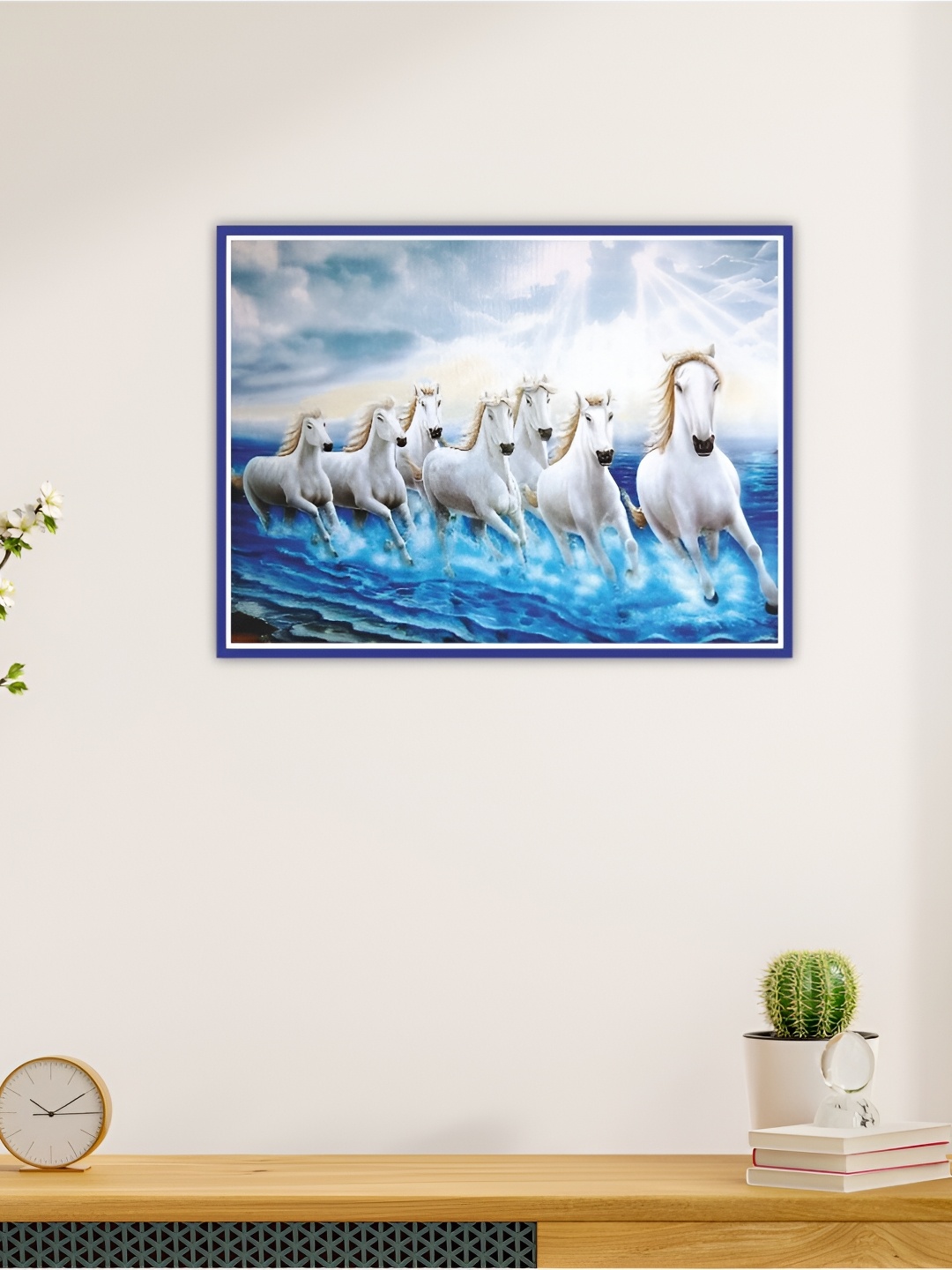

CVANU White & Blue Horses Printed Self-Adhesive Waterproof Wall Sticker