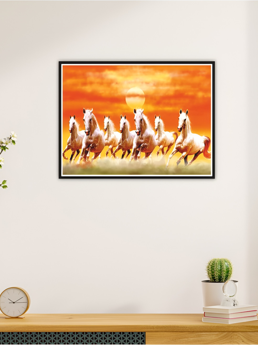 

CVANU Orange & White Horses Printed Self-Adhesive Waterproof Wall Sticker