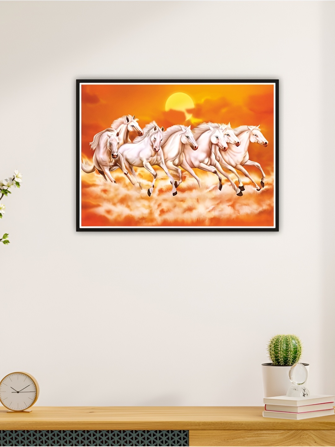 

CVANU Orange & White Horses Printed Self-Adhesive Waterproof Wall Sticker