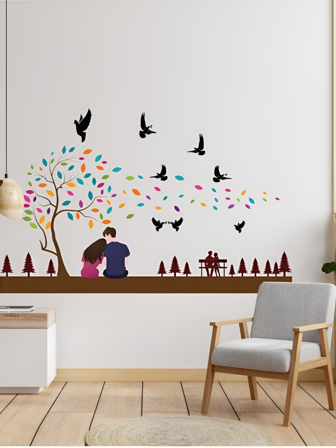

CVANU Brown & Pink Printed Self-Adhesive Wall Sticker