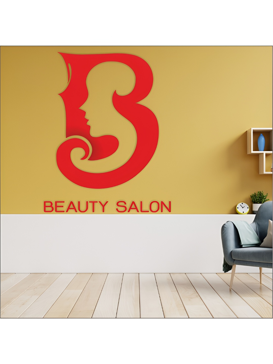 

CVANU Red Beauty Salon Printed Self-Adhesive Wall Sticker