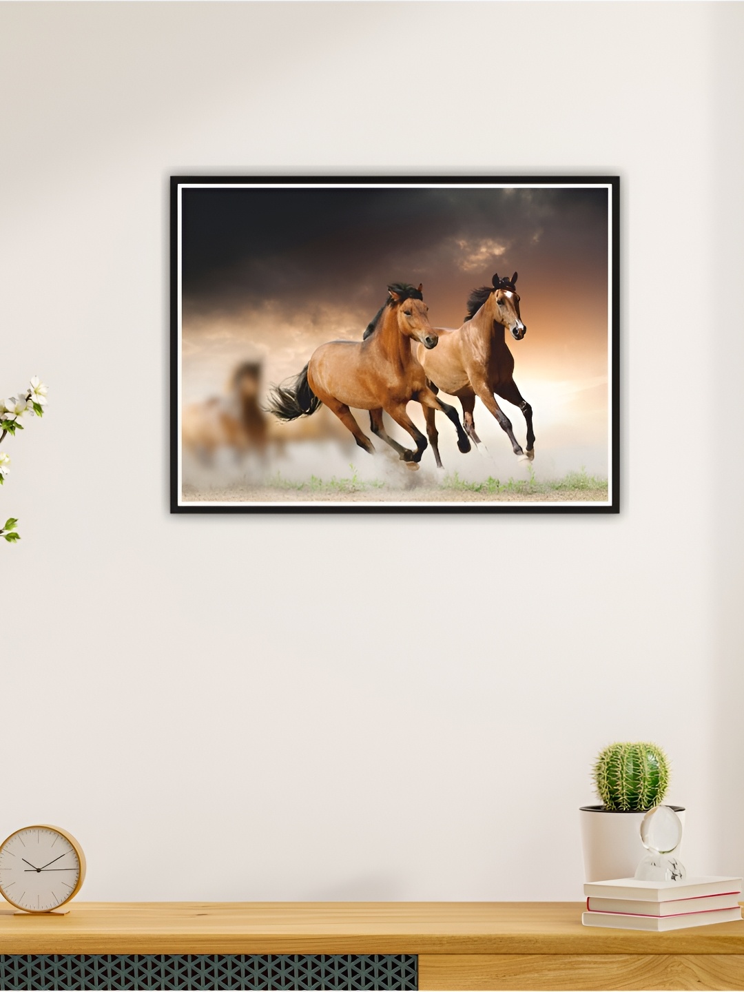 

CVANU Brown & Beige Running Horses Printed Self-Adhesive Wall Sticker