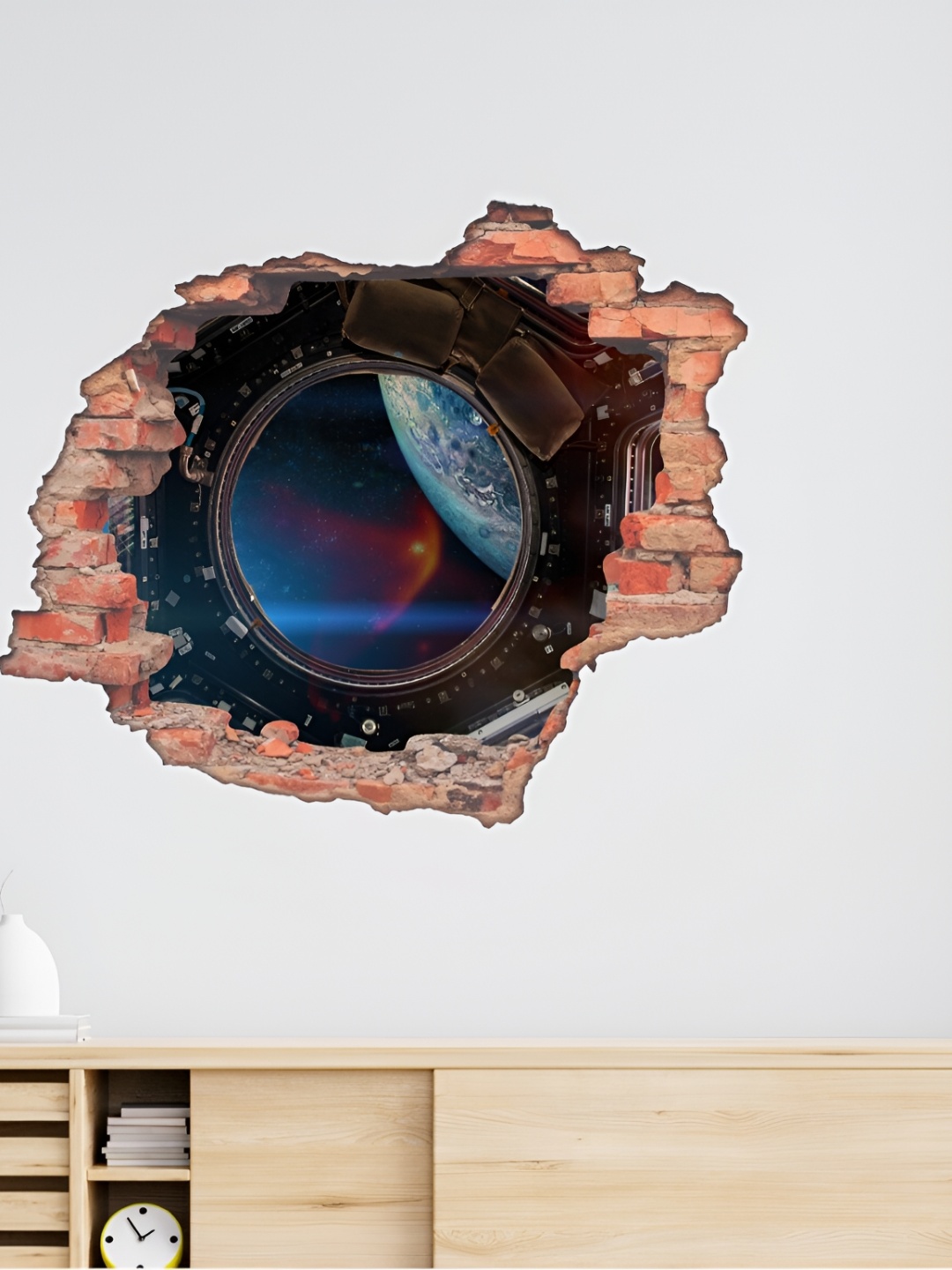

CVANU Brown & Blue Abstract Printed Self-Adhesive Wall Sticker