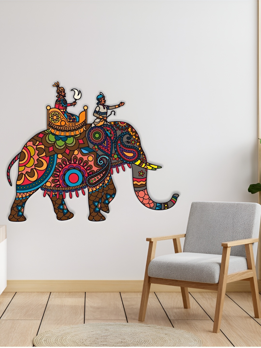 

CVANU Brown & Yellow Elephant Printed Self-Adhesive Wall Sticker