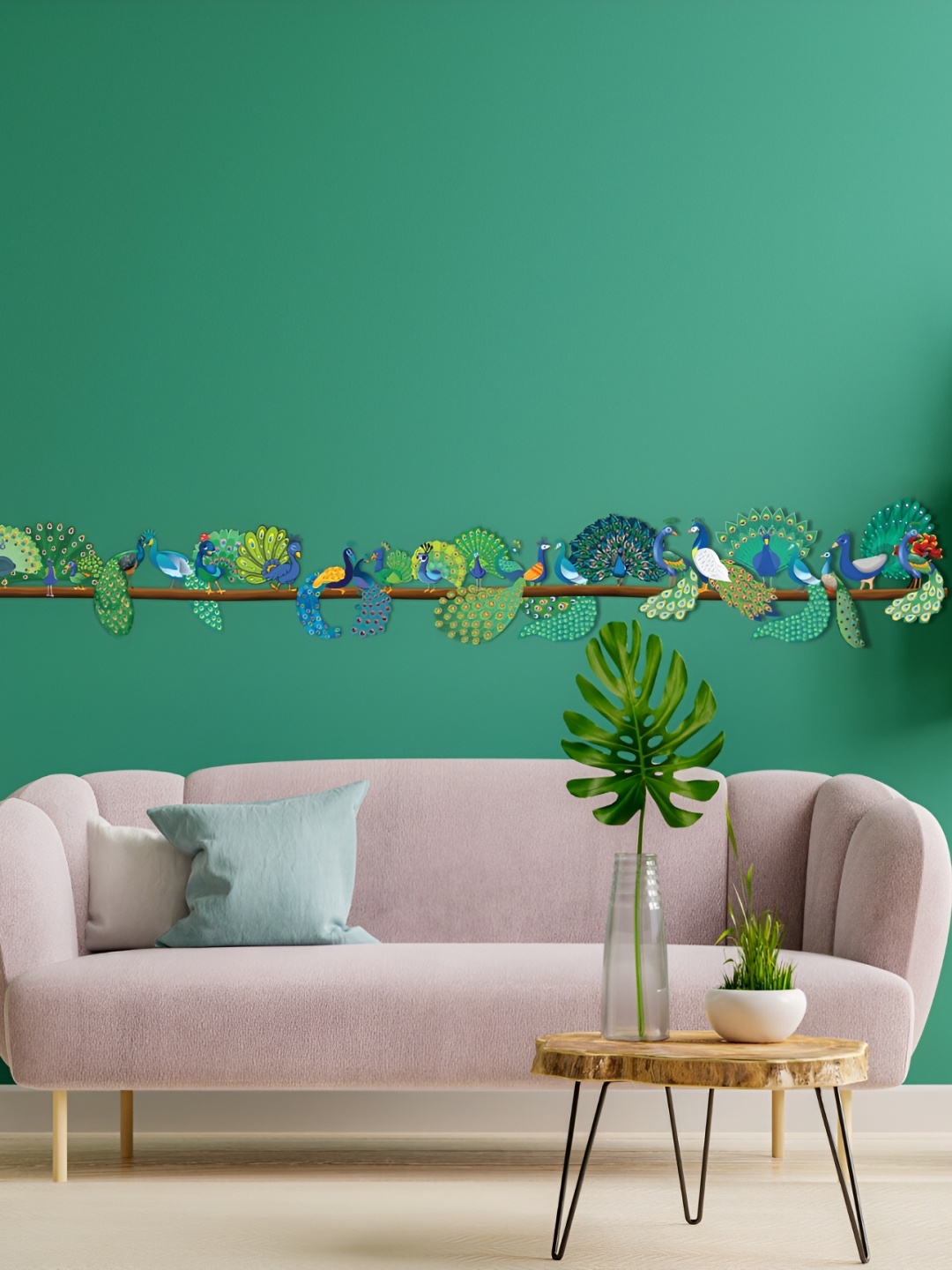 

CVANU Green & Yellow Peacock Printed Self-Adhesive Wall Sticker