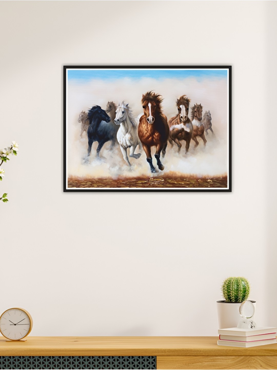 

CVANU Brown & White Running Horses Printed Self Adhesive Wall Sticker
