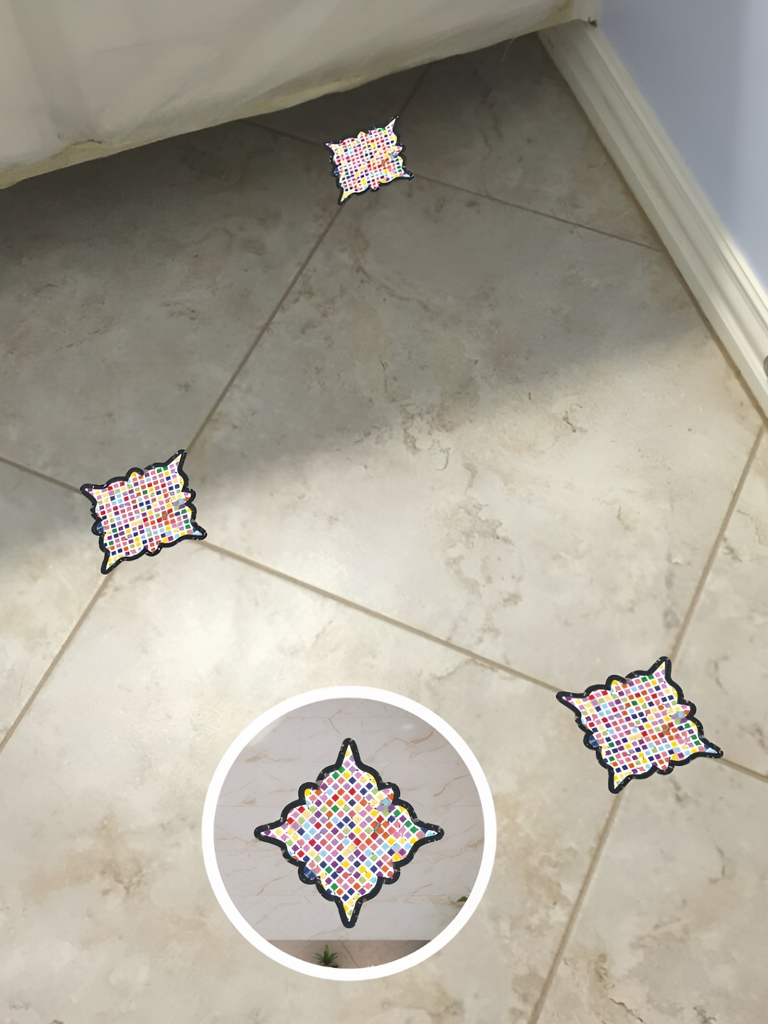 

CVANU Yellow & Blue Geometric Printed Self-Adhesive Floor Sticker