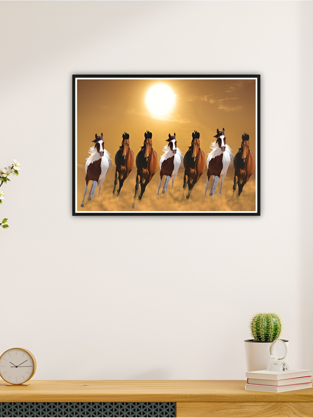 

CVANU Brown & White Running Horses Printed Self-Adhesive Wall Sticker