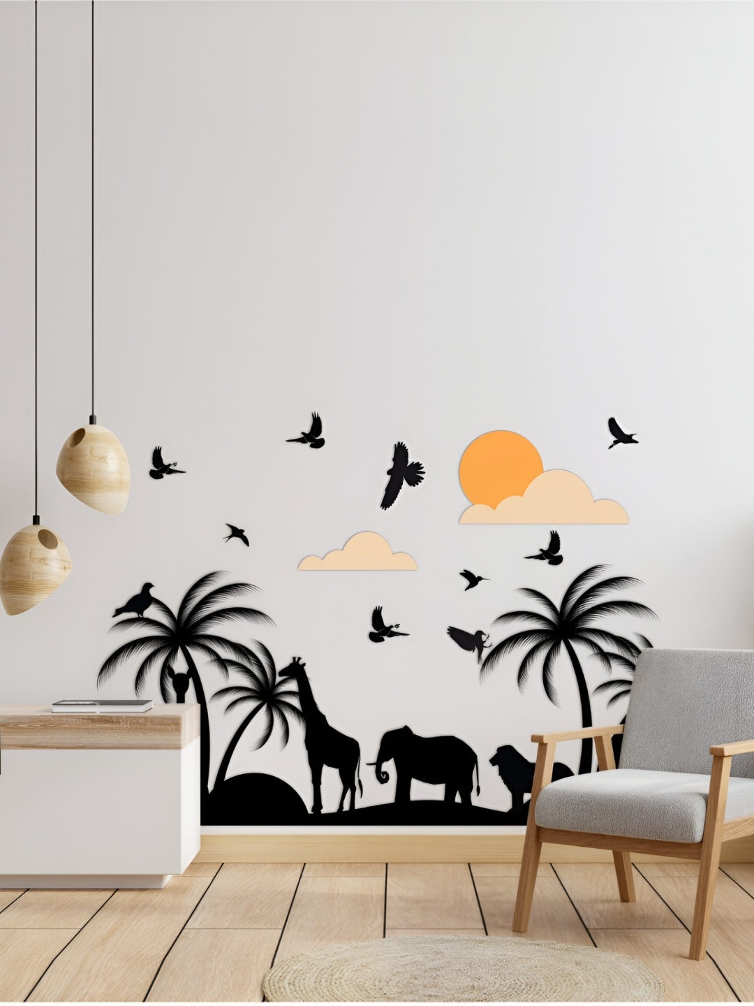 

CVANU Black & Orange Animals & Nature Printed Self-Adhesive Wall Sticker