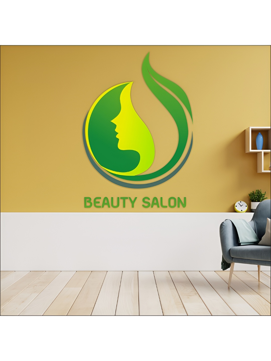 

CVANU Lime Green & Green Beauty Salon Printed Self-Adhesive Wall Sticker