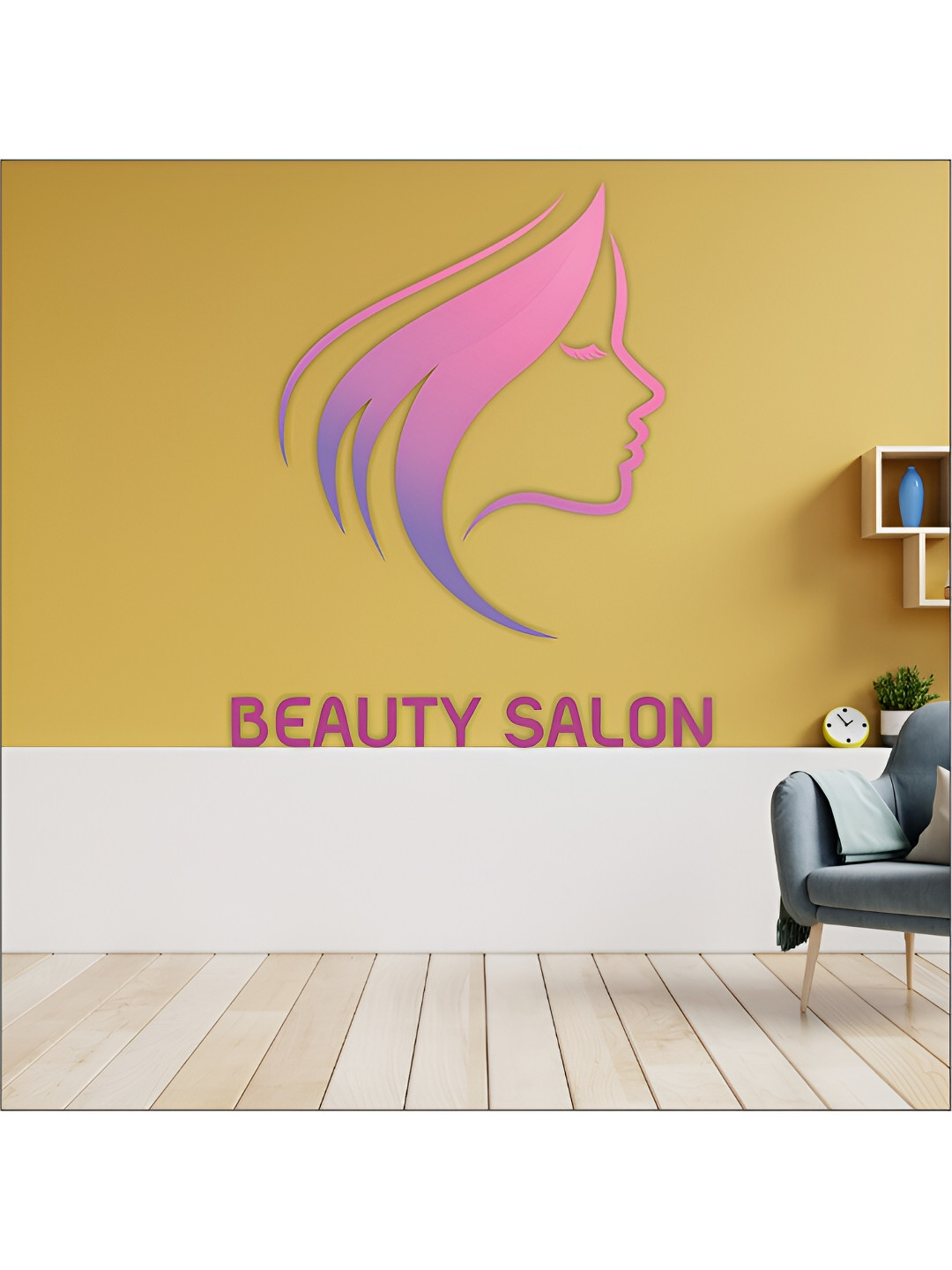 

CVANU Pink & Purple Beauty Salon Printed Self-Adhesive Wall Sticker