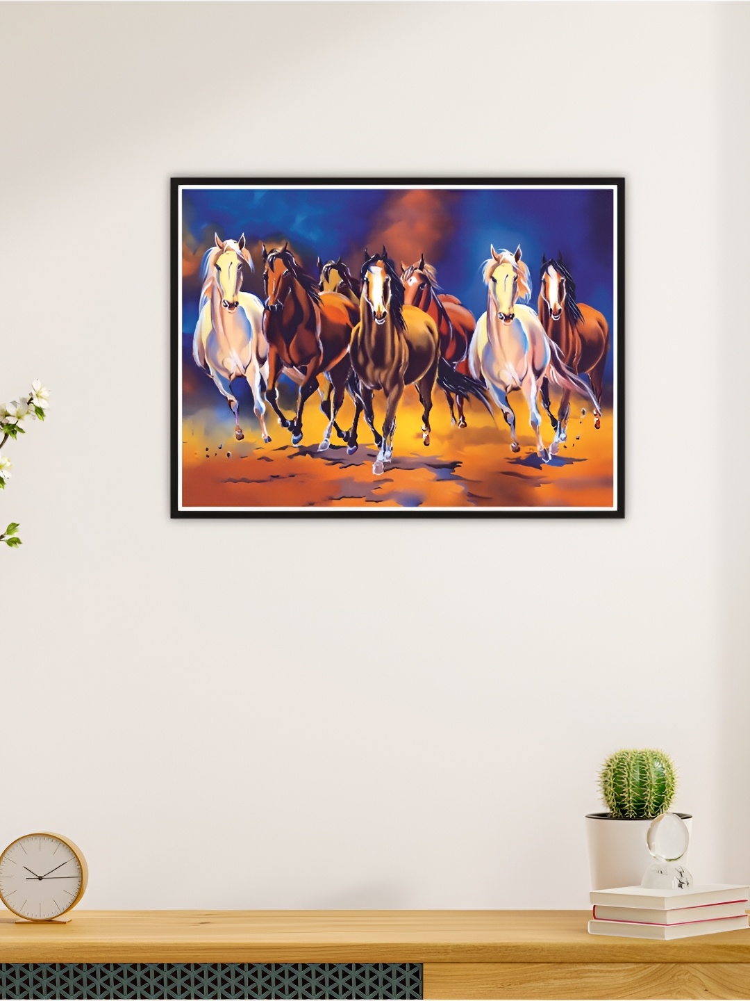 

CVANU Orange & White Running Horses Printed Self-Adhesive Wall Sticker