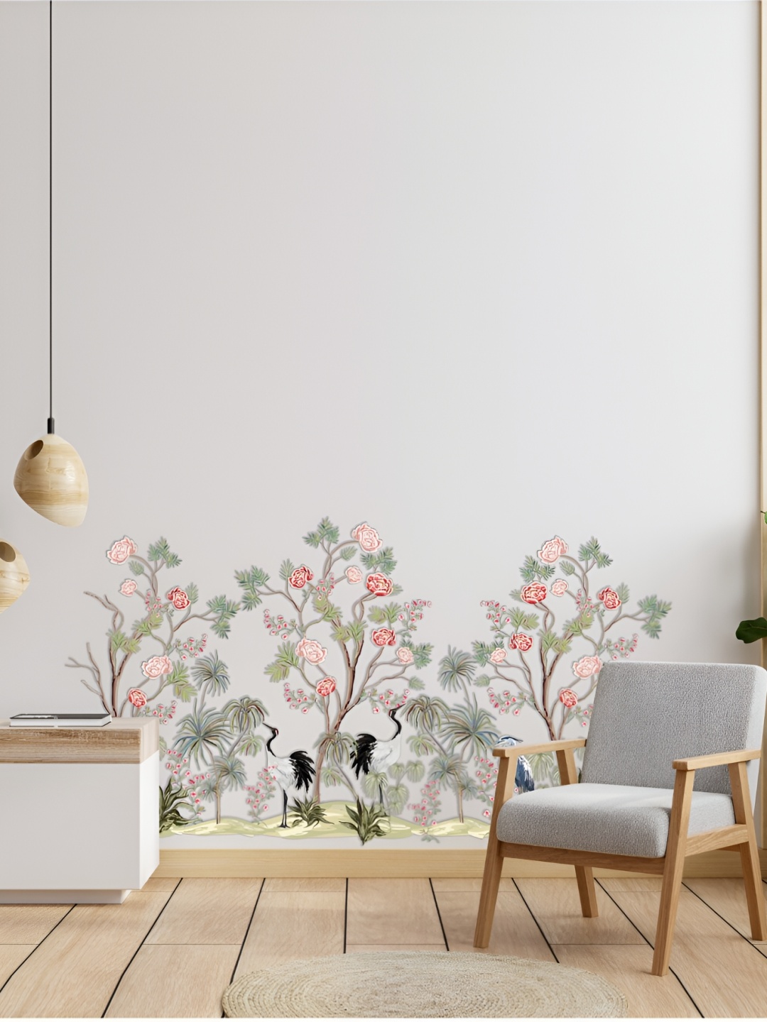 

CVANU Green & Pink Floral Printed Self-Adhesive Wall Sticker