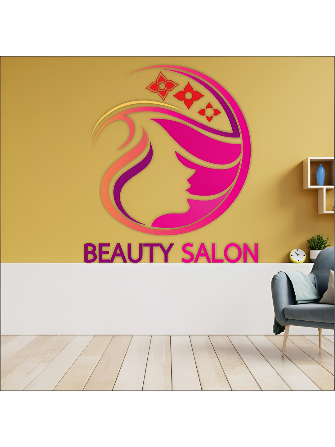 

CVANU Pink & Purple Printed Self-Adhesive Waterproof Wall Stickers