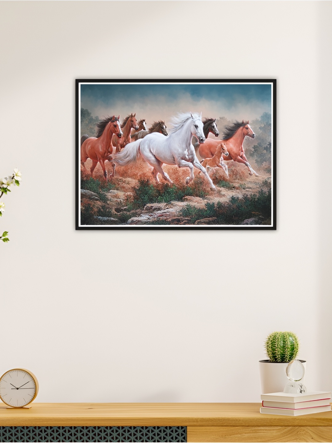 

CVANU Brown & White Running Horses Printed Self-Adhesive Wall Sticker