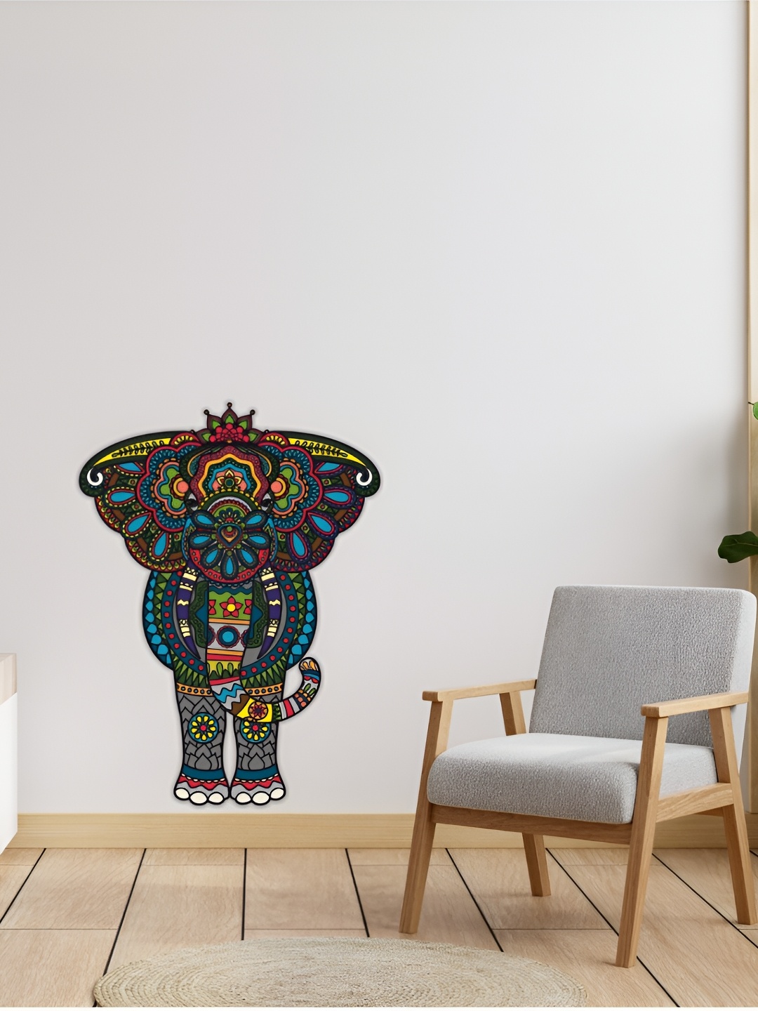 

CVANU Grey & Blue Elephant Printed Self-Adhesive Wall Sticker