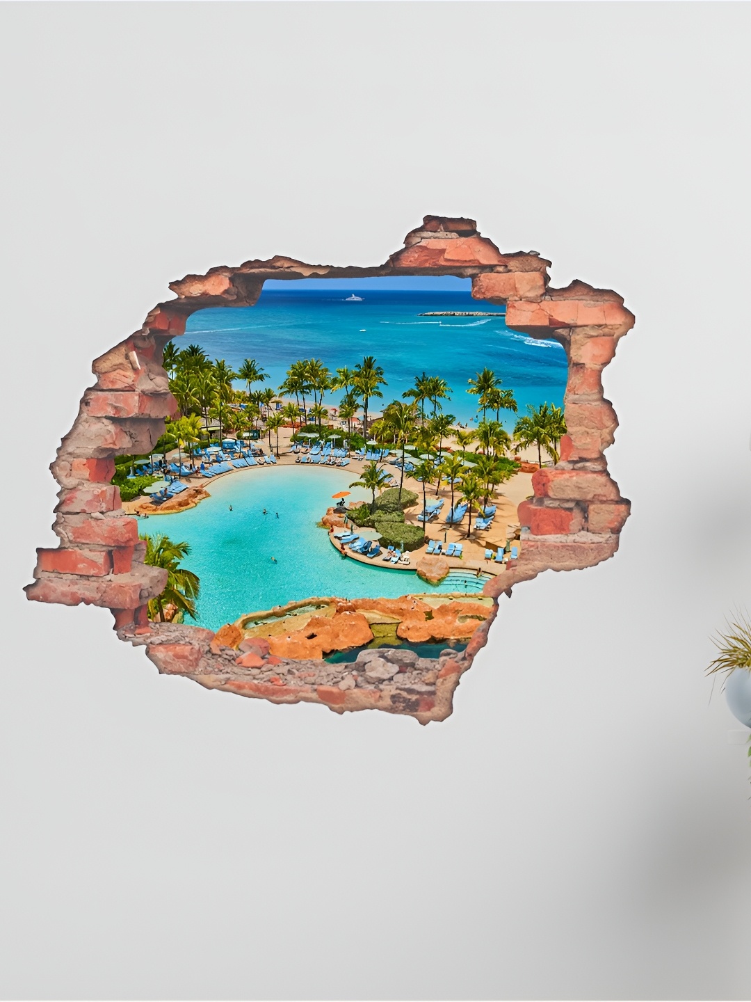 

CVANU Brown & Blue Printed Self-Adhesive Wall Sticker