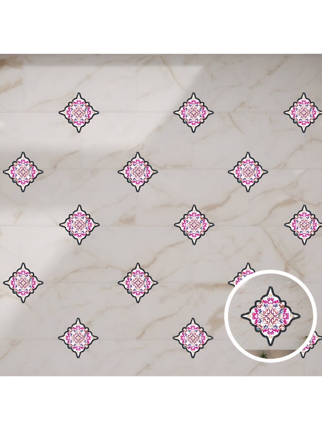 

CVANU White & Pink Self-Adhesive Waterproof Wall Stickers