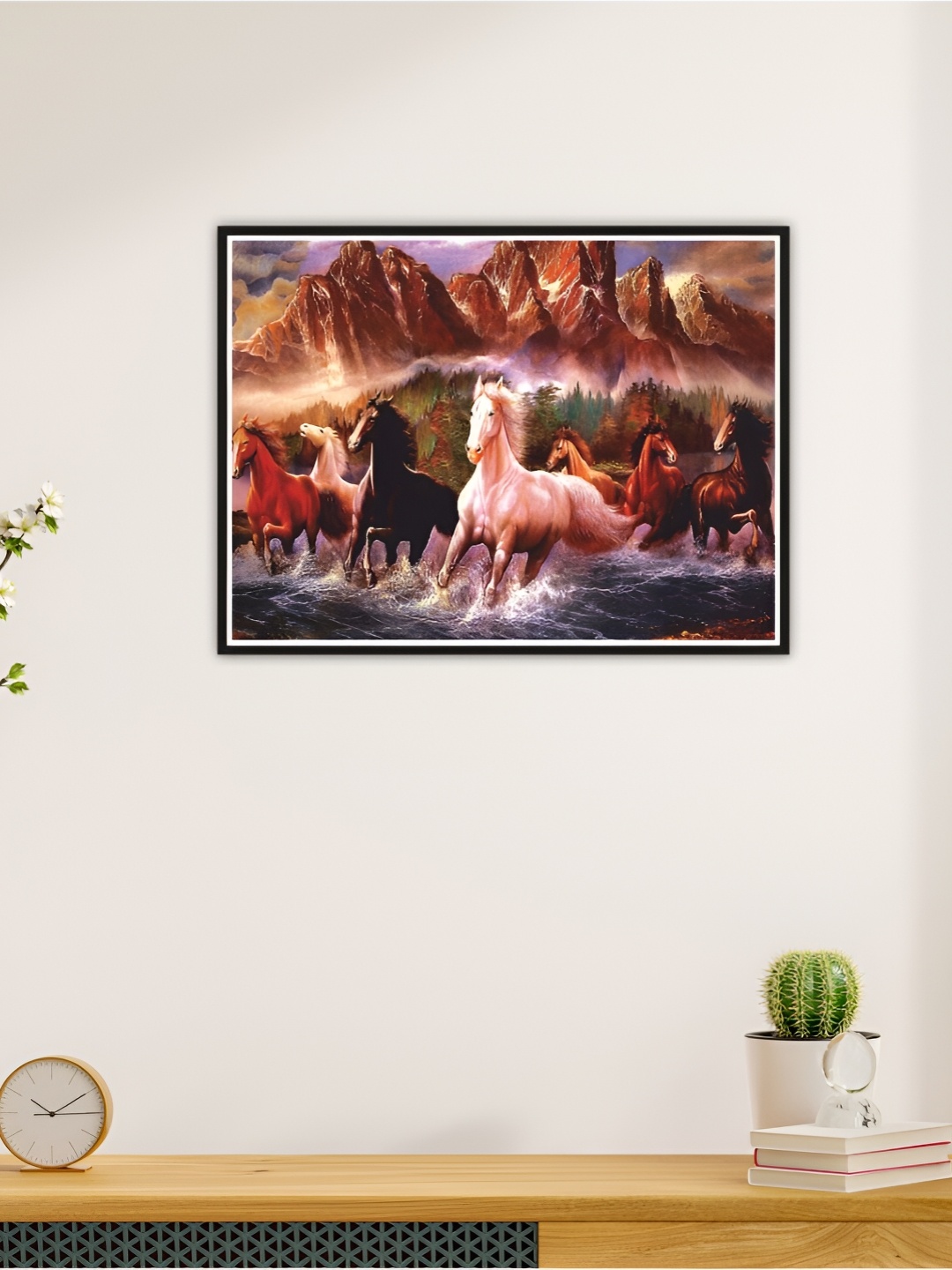 

CVANU Brown & White Running Horses Printed Self Adhesive Wall Sticker