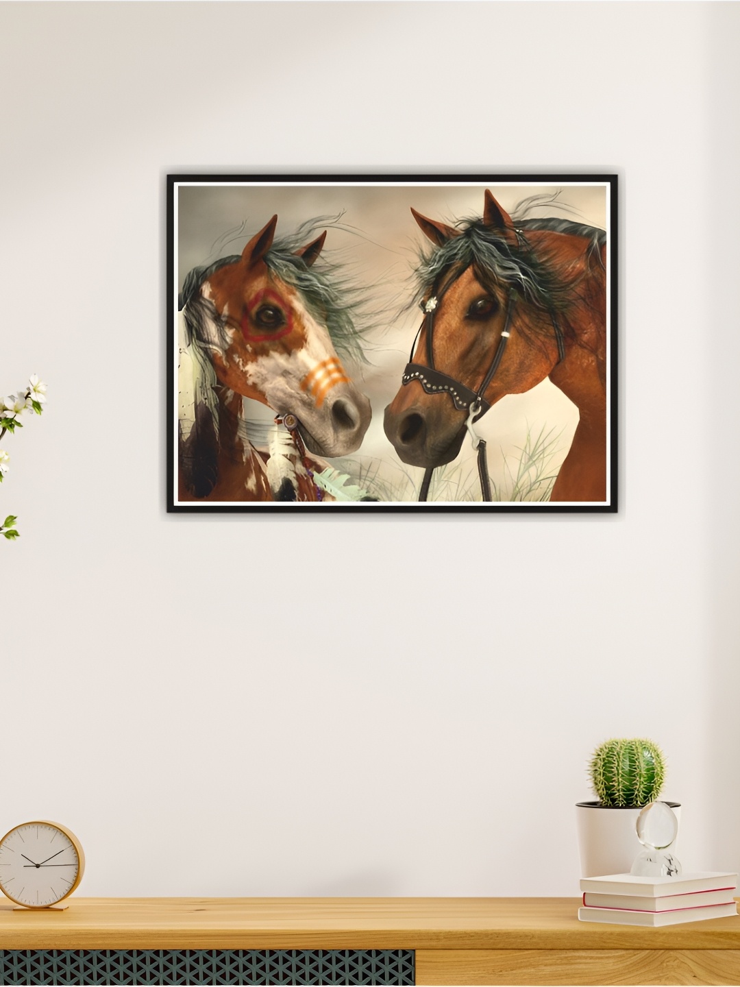 

CVANU Brown & White Horses Printed Self-Adhesive Wall Sticker