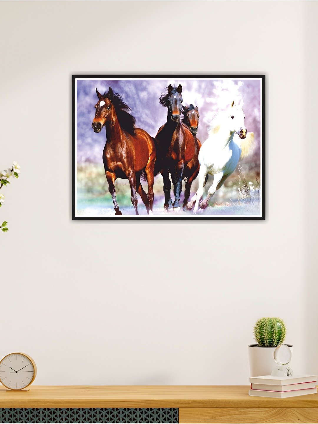 CVANU Brown & Purple Running Horses Printed Self-Adhesive Wall Sticker