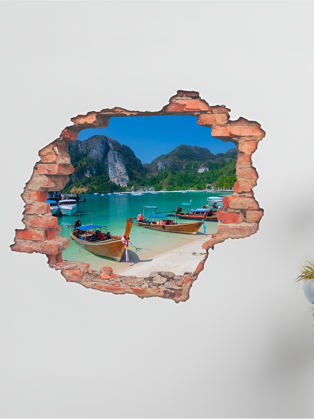 

CVANU Brown & Blue Printed Self-Adhesive Waterproof Wall Stickers