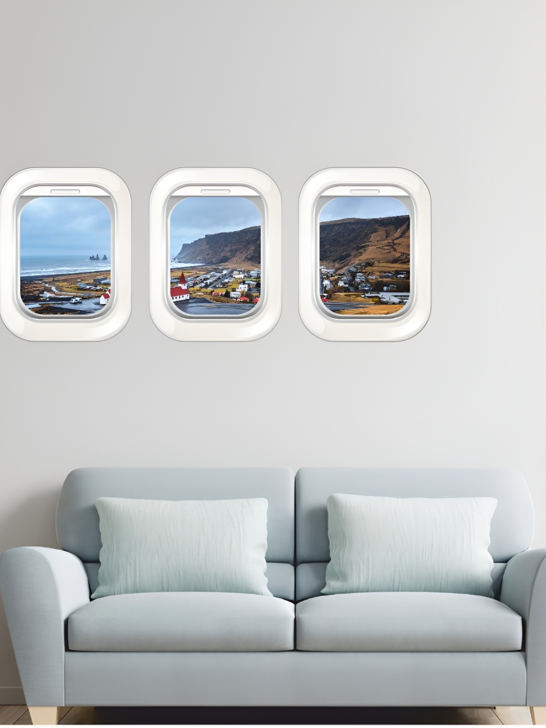 

CVANU 3 Pieces Brown & Blue Abstract Printed Self-Adhesive Wall Stickers