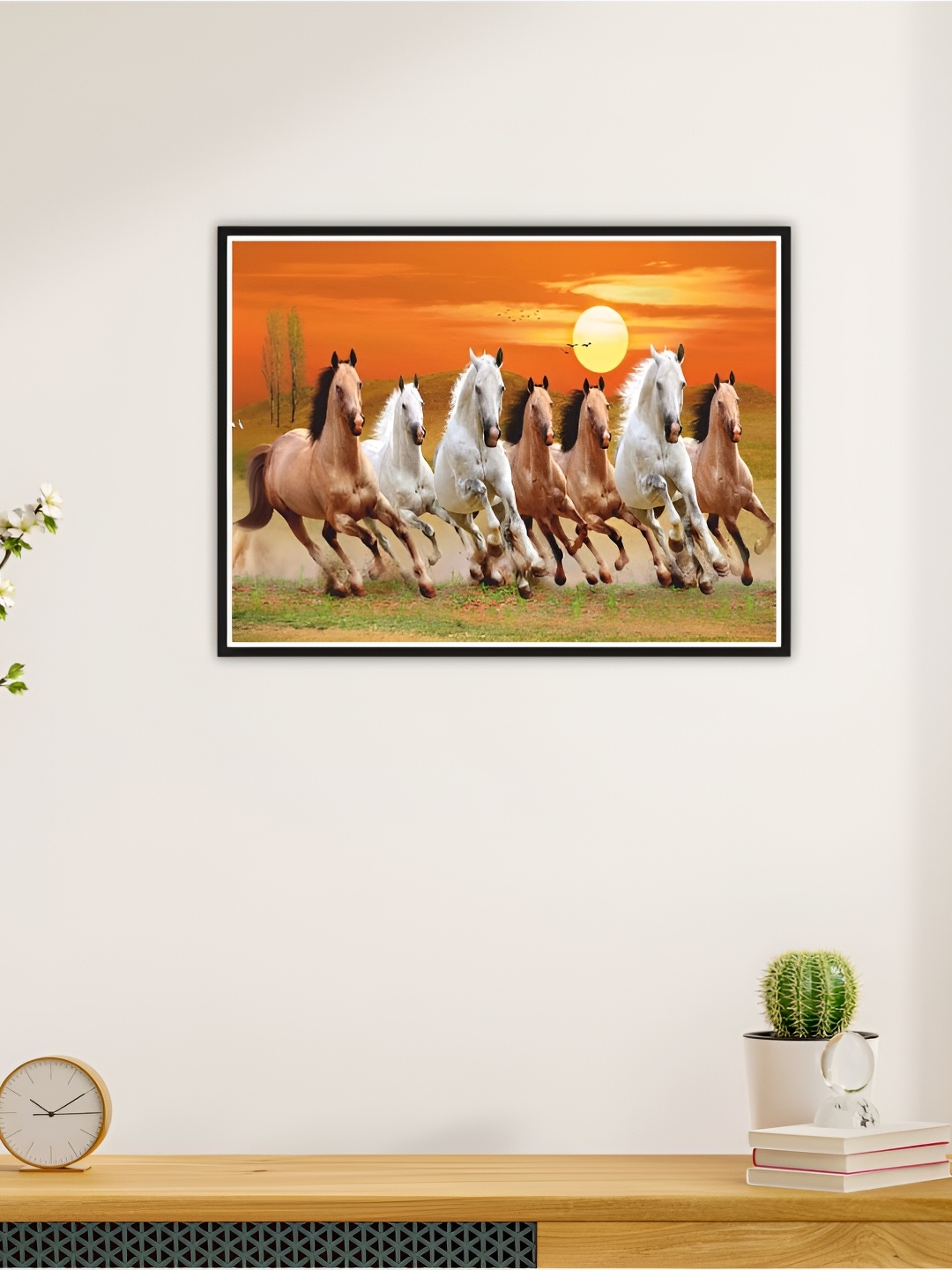 

CVANU Orange & White Running Horses Printed Self-Adhesive Wall Sticker