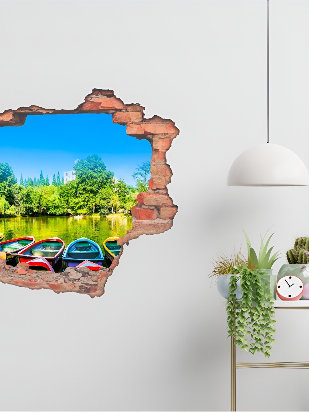 

CVANU Brown & Blue Printed Self-Adhesive Waterproof Wall Stickers