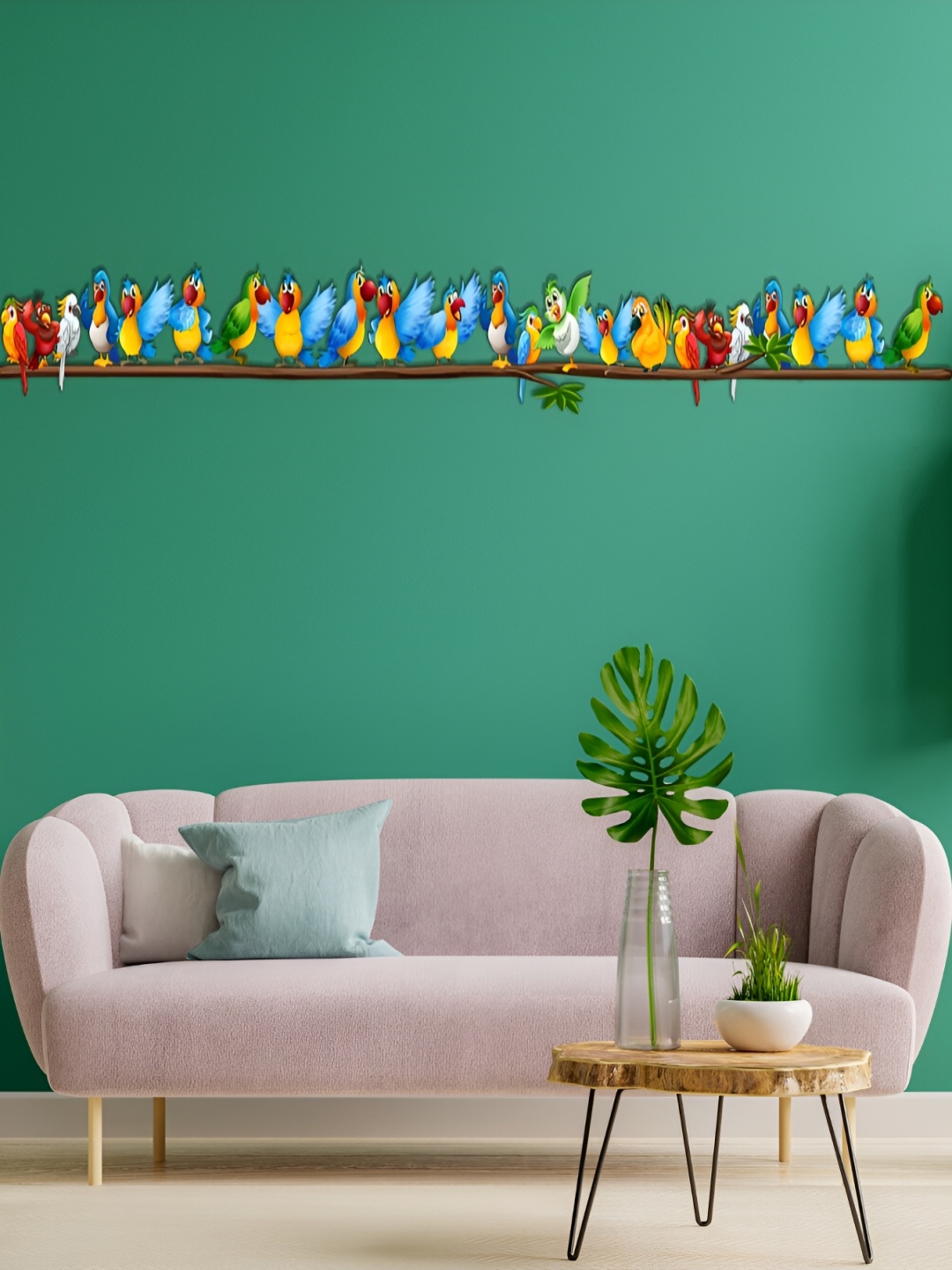 

CVANU Green & Blue Birds Printed Self-Adhesive Wall Sticker