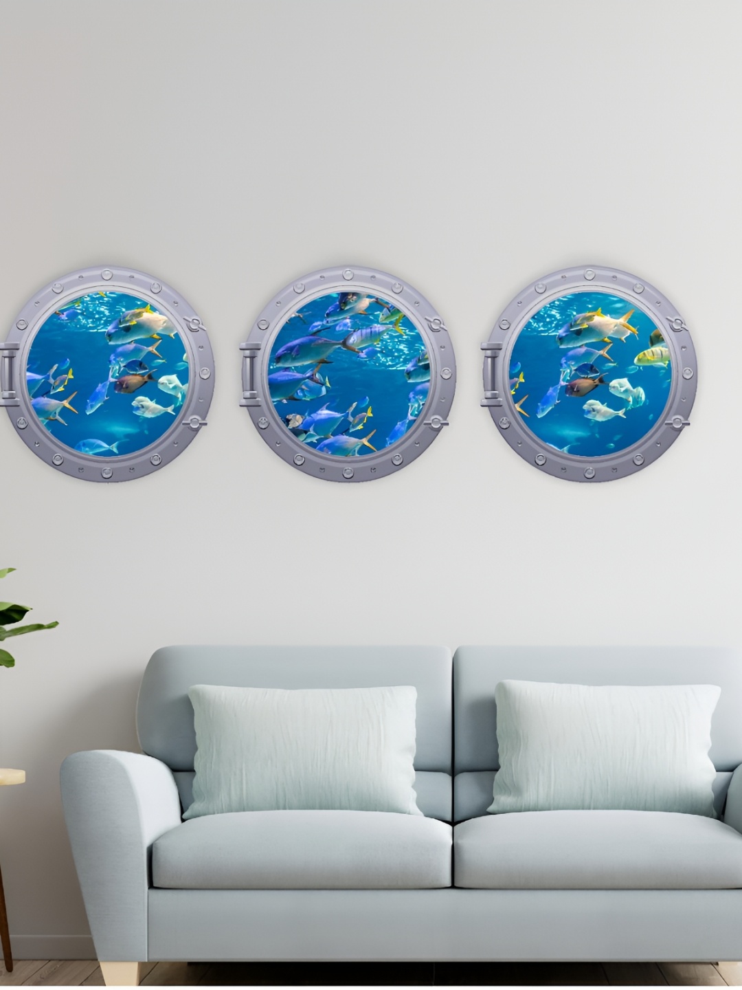 

CVANU Blue & Yellow 3 Pieces Fish Printed Self-Adhesive Wall Stickers