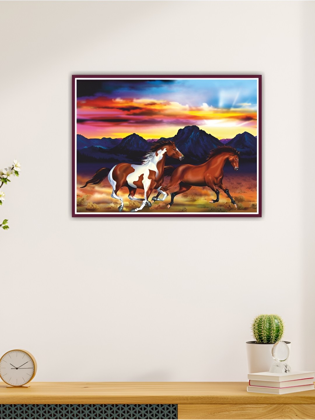 

CVANU Brown & Blue Horse Printed Self-Adhesive Wall Sticker
