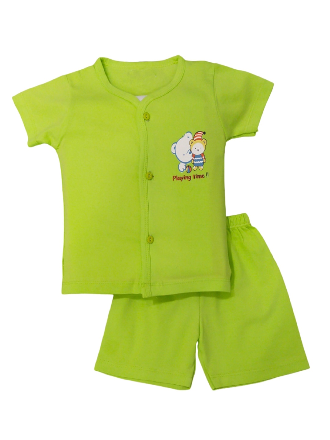 

BAESD Kids Printed Pure Cotton Shirt with Shorts, Green