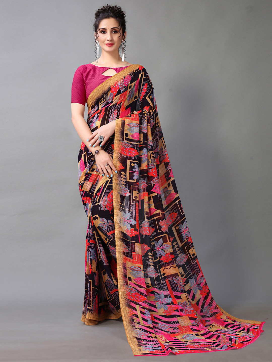 

KALINI Pure Georgette Saree, Black
