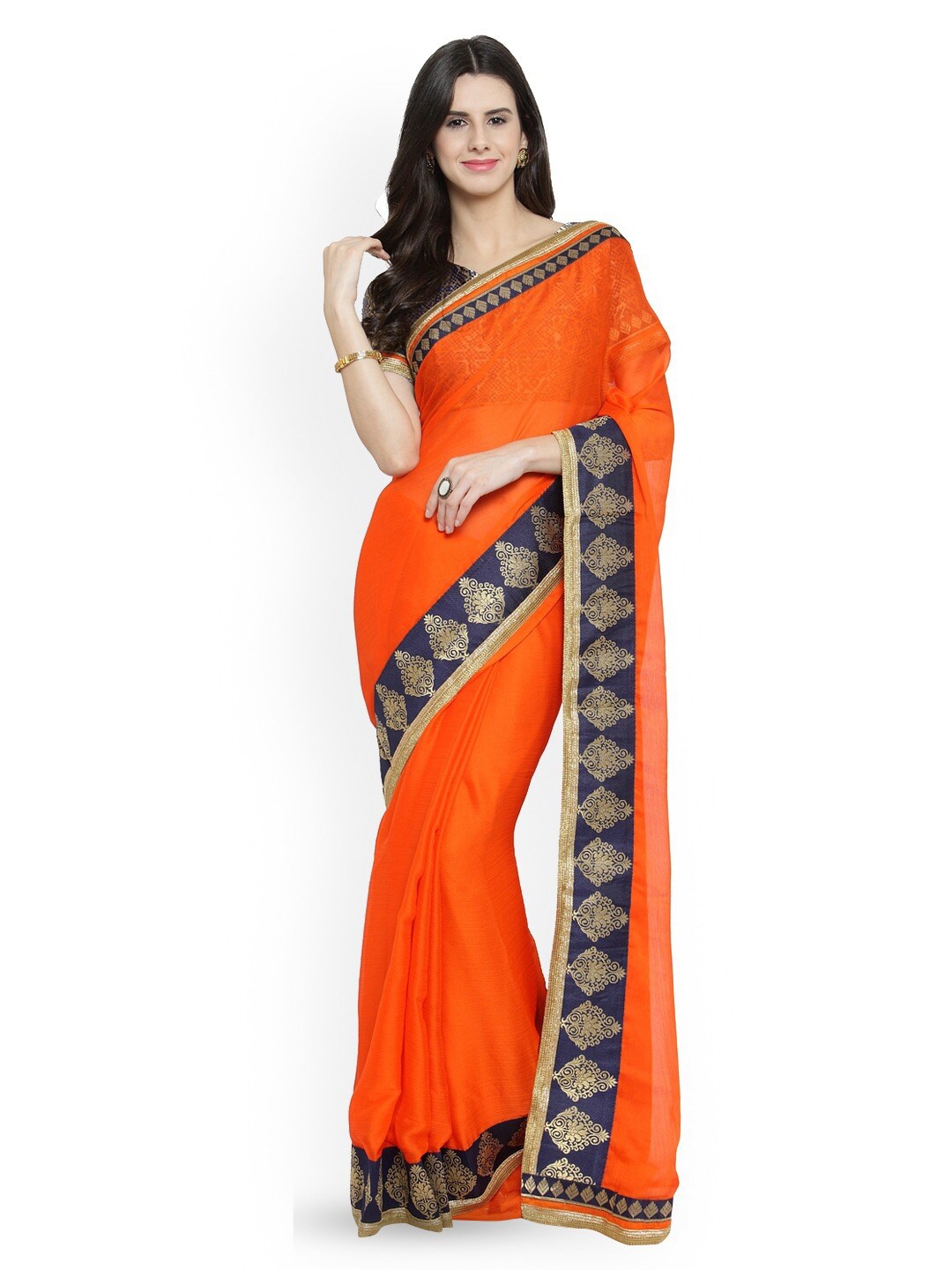 

KALINI Pure Chiffon Saree, Orange