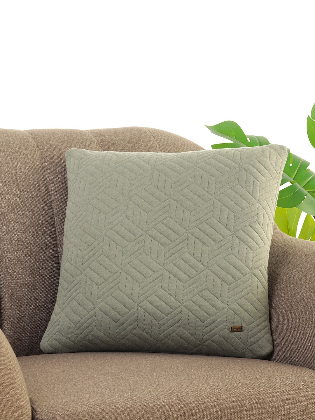 

Pluchi Green Cotton Square Cushion Cover