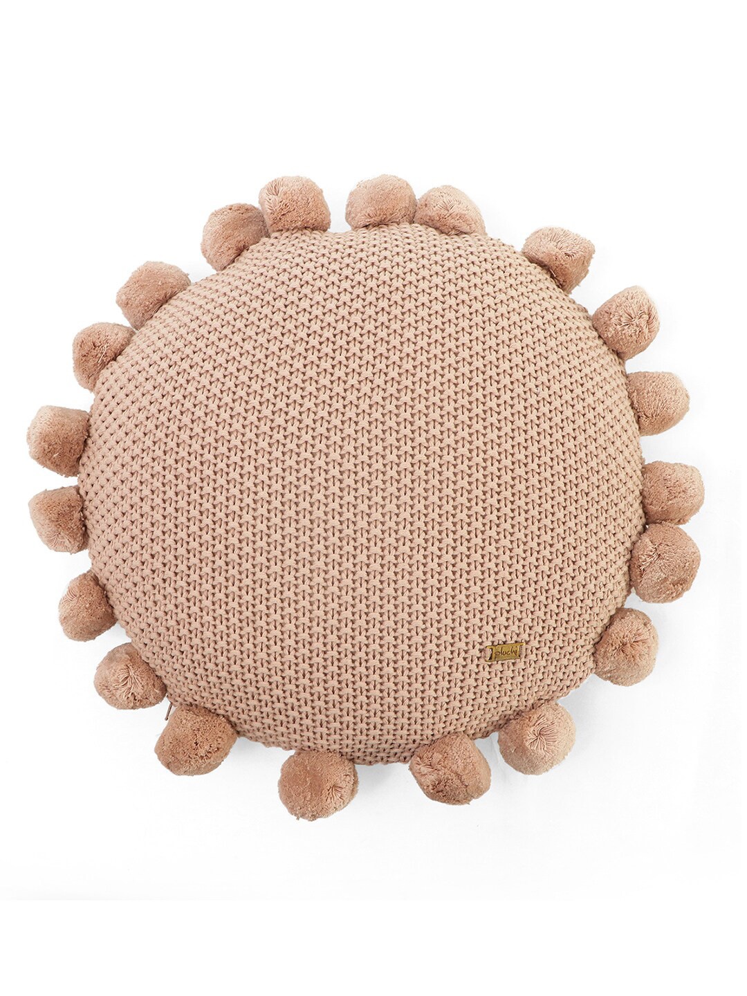 

Pluchi Pink Pom Pom Crepe Cotton Knitted Round Cushion Cover