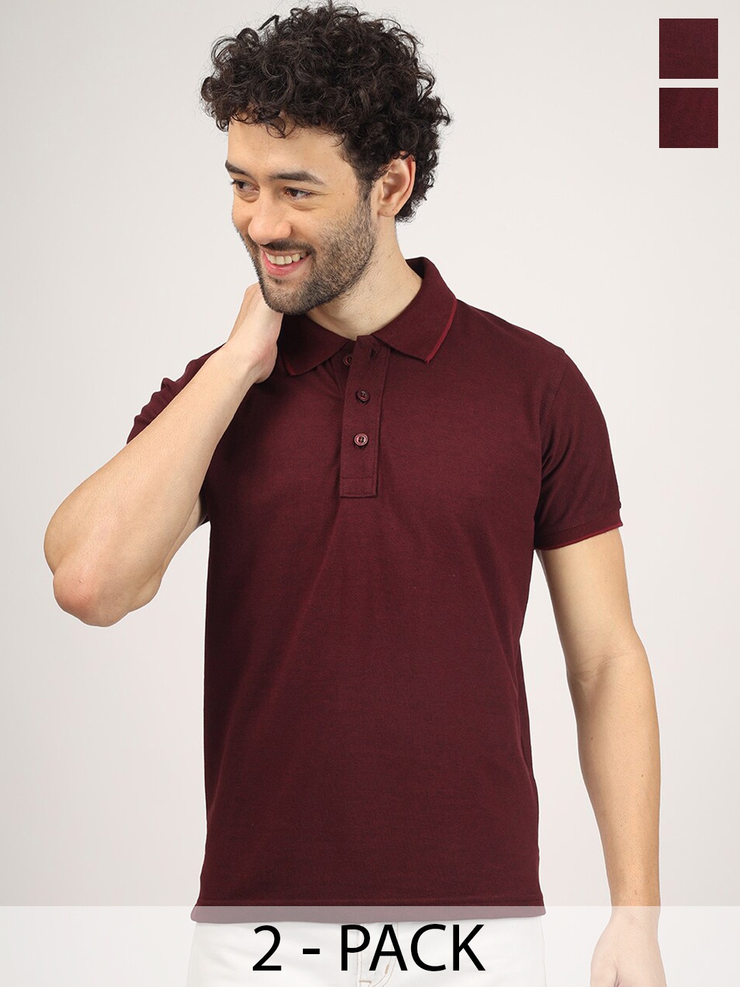 

Greylongg Pack Of 2 Polo Collar T-shirt, Burgundy