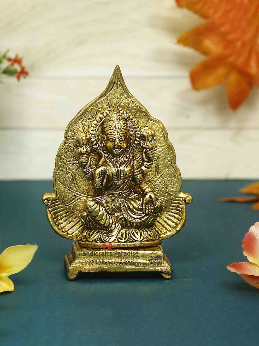 

HANDICRAFTS PARADISE Gold-Toned Lakshmi ji Metal Showpiece