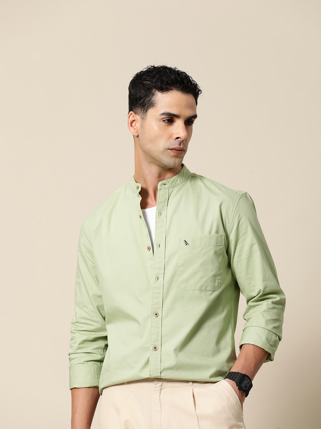 

Mr Bowerbird Men Premium Tailored Fit Solid Casual Shirt, Sea green