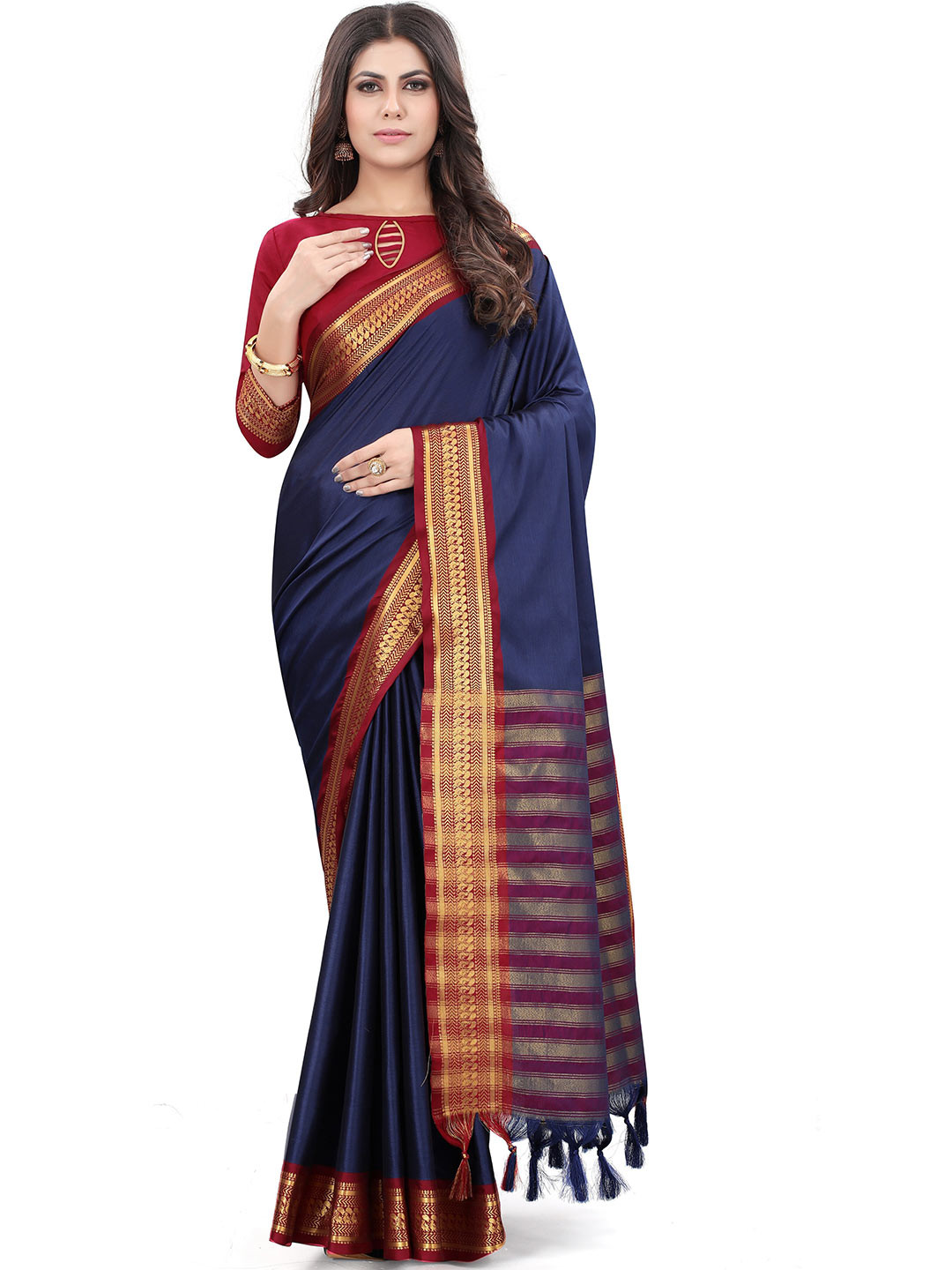 

MOLTIRA Zari Detail Pure Silk Saree, Blue