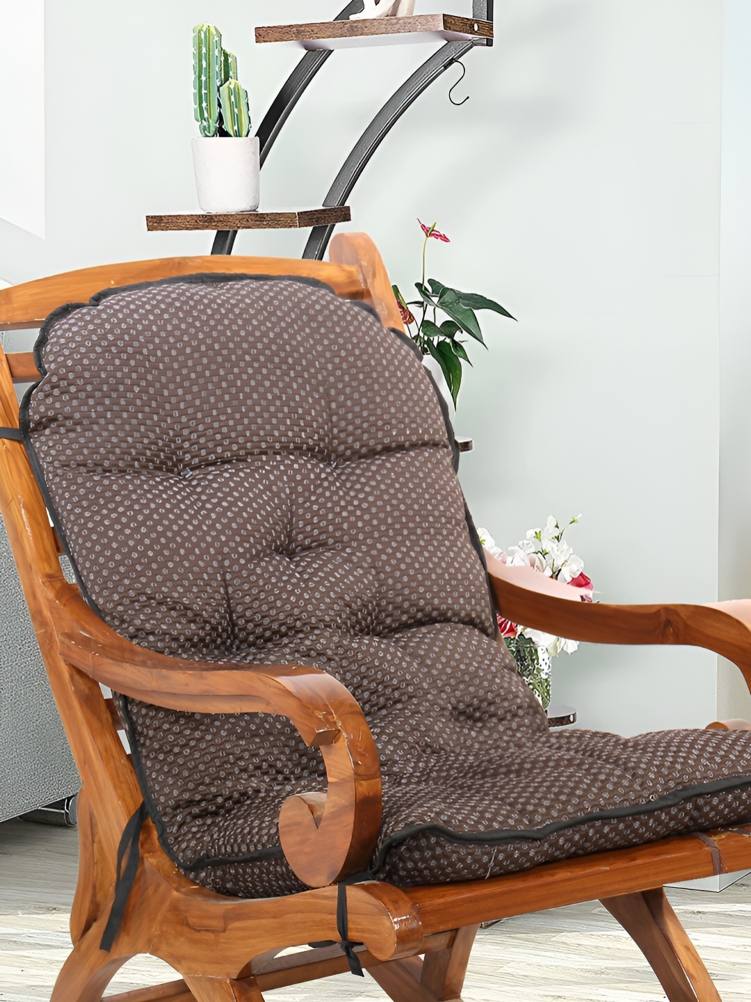 

FABURAA Brown & White Printed Pure Cotton Durable Rio Chair Pads