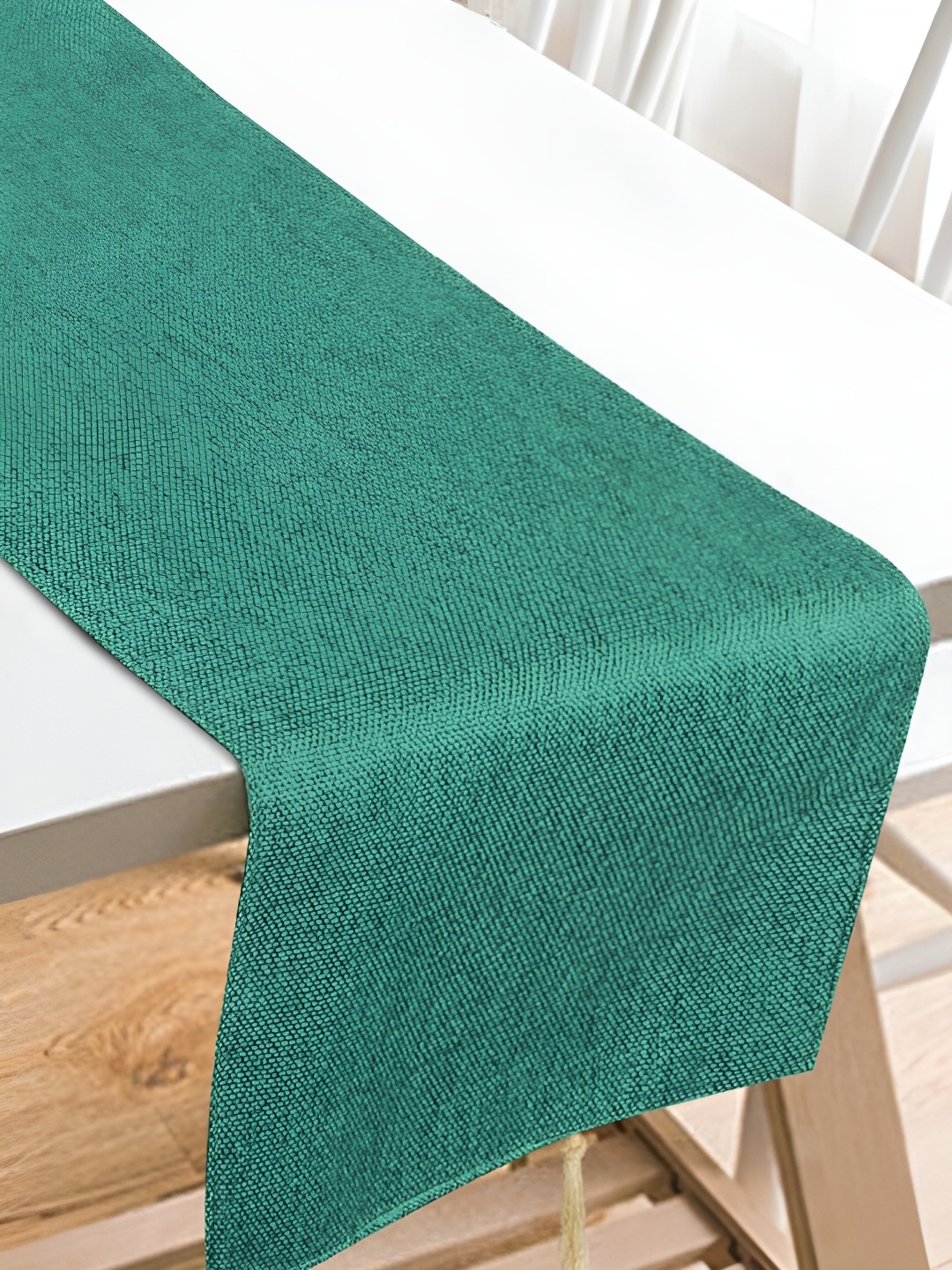 

FABURAA Green Self Design Pure Jute Table Runner