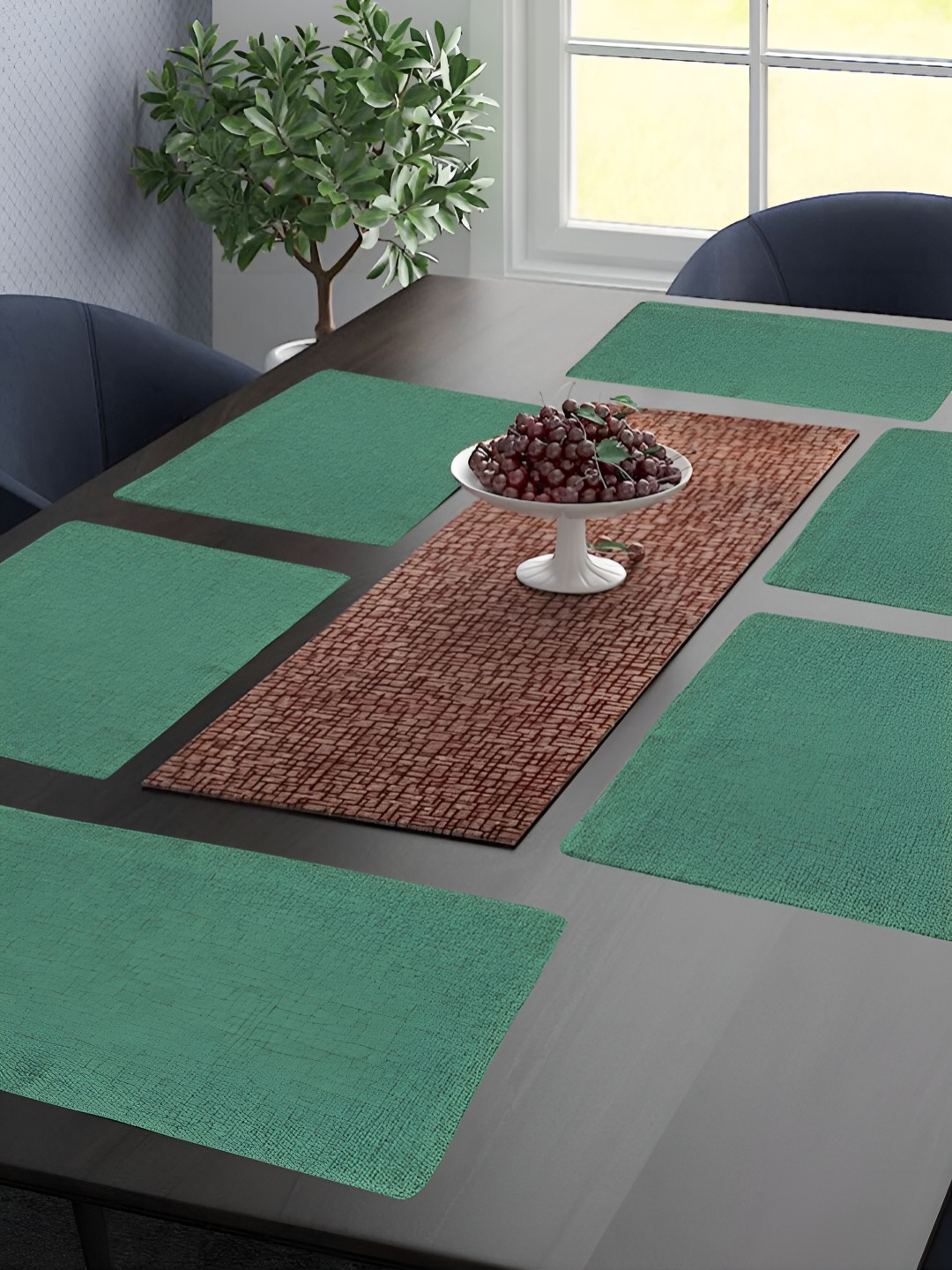 

FABURAA Green 6 Pieces Jute Rectangle Durable Table Placemats