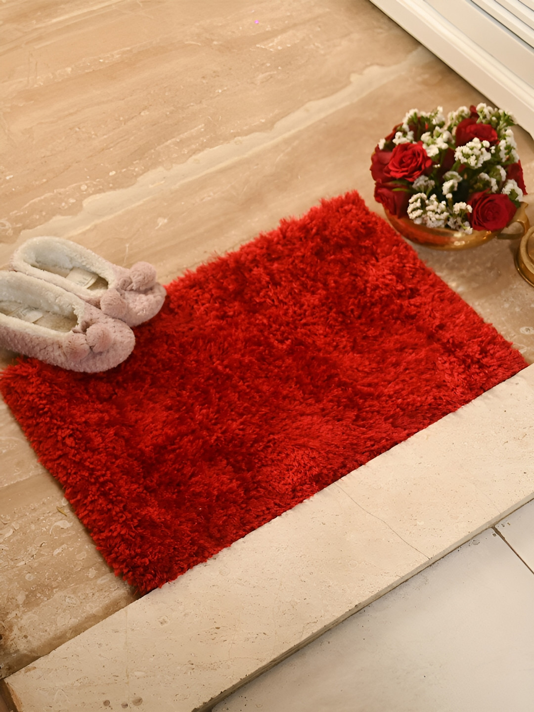 

FABURAA Royale Red Microfiber Anti Skid Rectangular Doormat