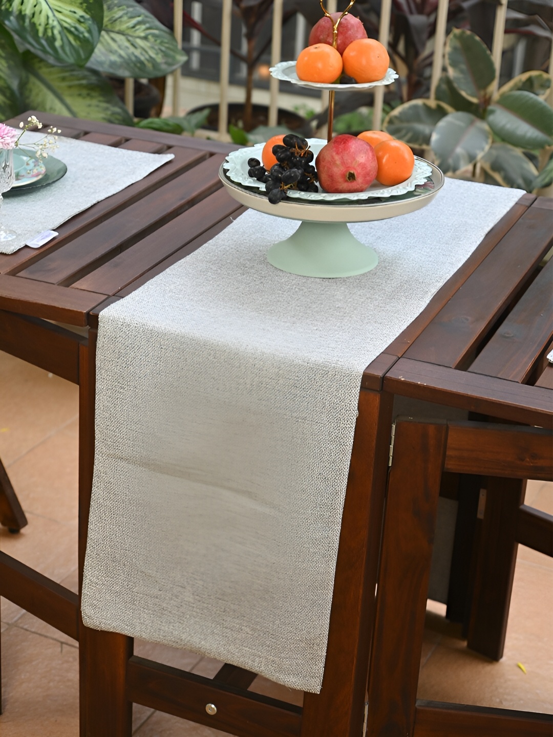 

FABURAA Grey Self Design Pure Jute Table Runner